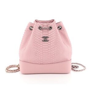 Rare Authentic Chanel Pink Python Small Gabrielle Backpack